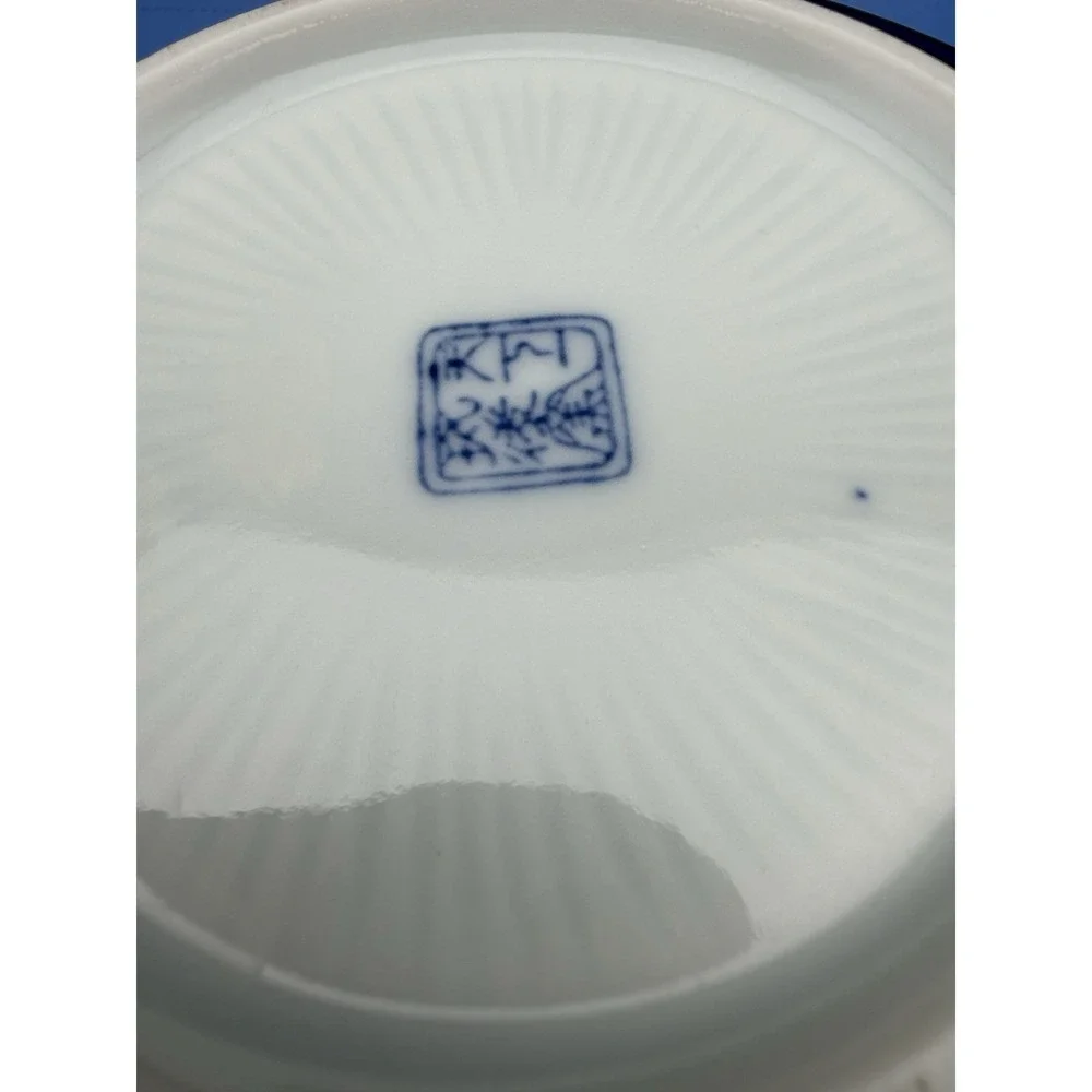 Japanese/Chinese Imari Style Blue & White Porcelain Rice Soup Bowl - 7